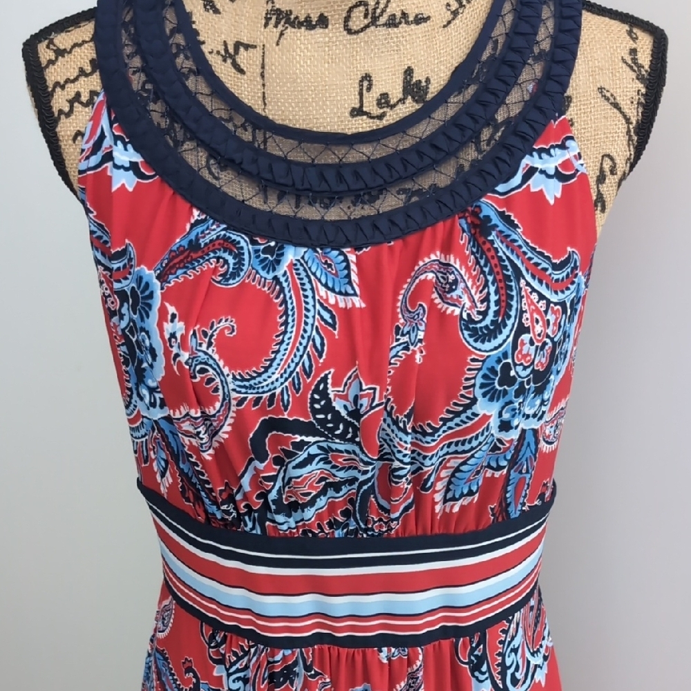Roz & Ali Red and Blue Paisley Maxi Dress - Picture 2 of 5